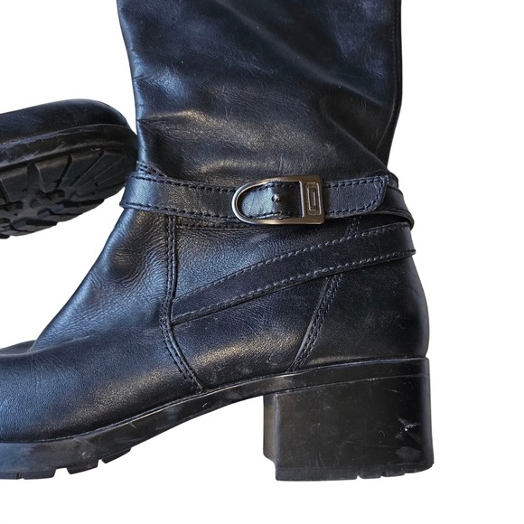 Bandelino Black Leather Tall Boots  Small Heel Lug Sole Zip Entry 10 Med - Picture 2 of 11